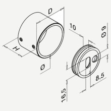 Wandflansch | mit unsichtbarer Befestigung | Ø 42,4 mm | Edelstahl V2A geschliffen