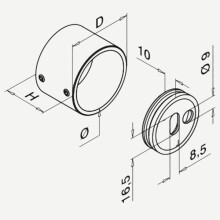 Wandflansch | mit unsichtbarer Befestigung | Ø 42,4 mm | Edelstahl V2A geschliffen