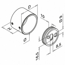 Wandflansch | mit unsichtbarer Befestigung | Ø 42,4 mm | Edelstahl V2A geschliffen