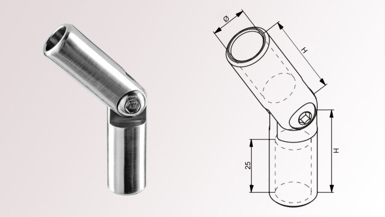 Rundmaterialverbinder mit Gelenk -90° bis +90° - huero.de