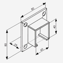 Wandflansch | für quadratische Nutrohre 40 x 40 mm | Edelstahl V2A geschliffen