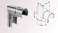 Vertikaler Eckverbinder 90° für rundes Glasleistenrohr Ø 42,4 x 1,5 mm Edelstahl V2A geschliffen