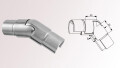 Gelenkverbinder | 125 - 155° | abwärts | für rundes Glasleistenrohr | Ø 42,4 x 1,5 mm | Edelstahl V2A | geschliffen