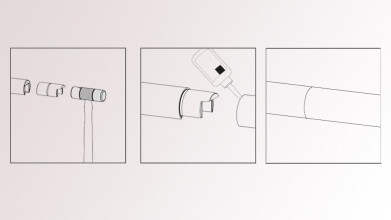 Unsichtbares Verbindungsstück | für rundes Glasleistenrohr | Ø 42,4 x 1,5 mm | Edelstahl V2A | geschliffen