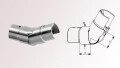 Gelenkverbinder | 205 - 235° | aufwärts | für rundes Glasleistenrohr | Ø 42,4 x 1,5 mm | Edelstahl V4A | poliert