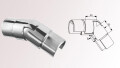 Gelenkverbinder 125 - 155° | abwärts für rundes Glasleistenrohr Ø 42,4 x 1,5 mm Edelstahl V4A poliert