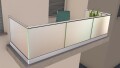 Ganzglasgeländer mit Klarglas (inkl. Sichtschutzfolie) | < 11 m Länge | U-Form | Handlauf rund | Home-A