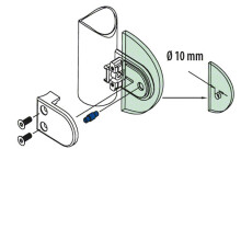 Glashalter | OR5002 | 63 x 45 mm | halbrund | Glas 10,76 -12,76 mm | Edelstahl V2A geschliffen | Rohr Ø 42,4 mm | ohne Gummi | SONDERPREIS