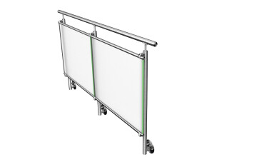 Linien-Glasgeländer | Klarglas (inkl. Sichtschutzfolie) | < 34 m Länge | seitlich | I-Form