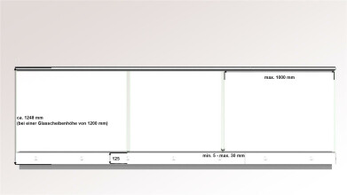 Ganzglasgeländer mit Grauglas (klar) | < 21 m | U-Form | Handlauf rund | Business-S